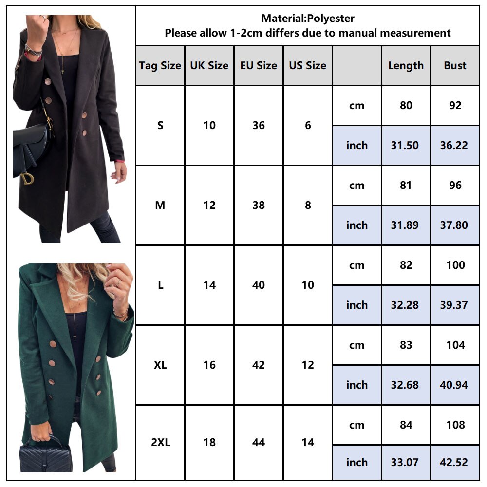 Warm Wool Coats Winter Ladies Solid Color Single Breasted Khaki Woolen Coat Women Female A-Line Long Overcoat D30