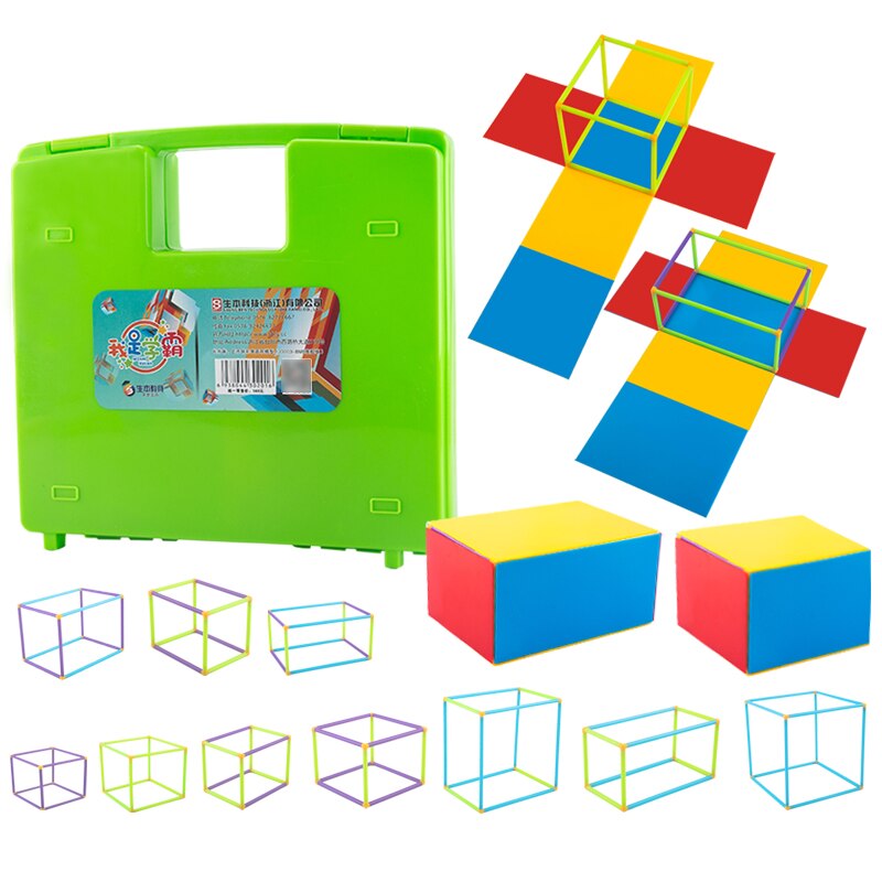 Schule Würfel quader spleißen rahmen bauen Stock geometrie Rand lange oberfläche bereich Erweiterung drei-dimensionale geometrische modell