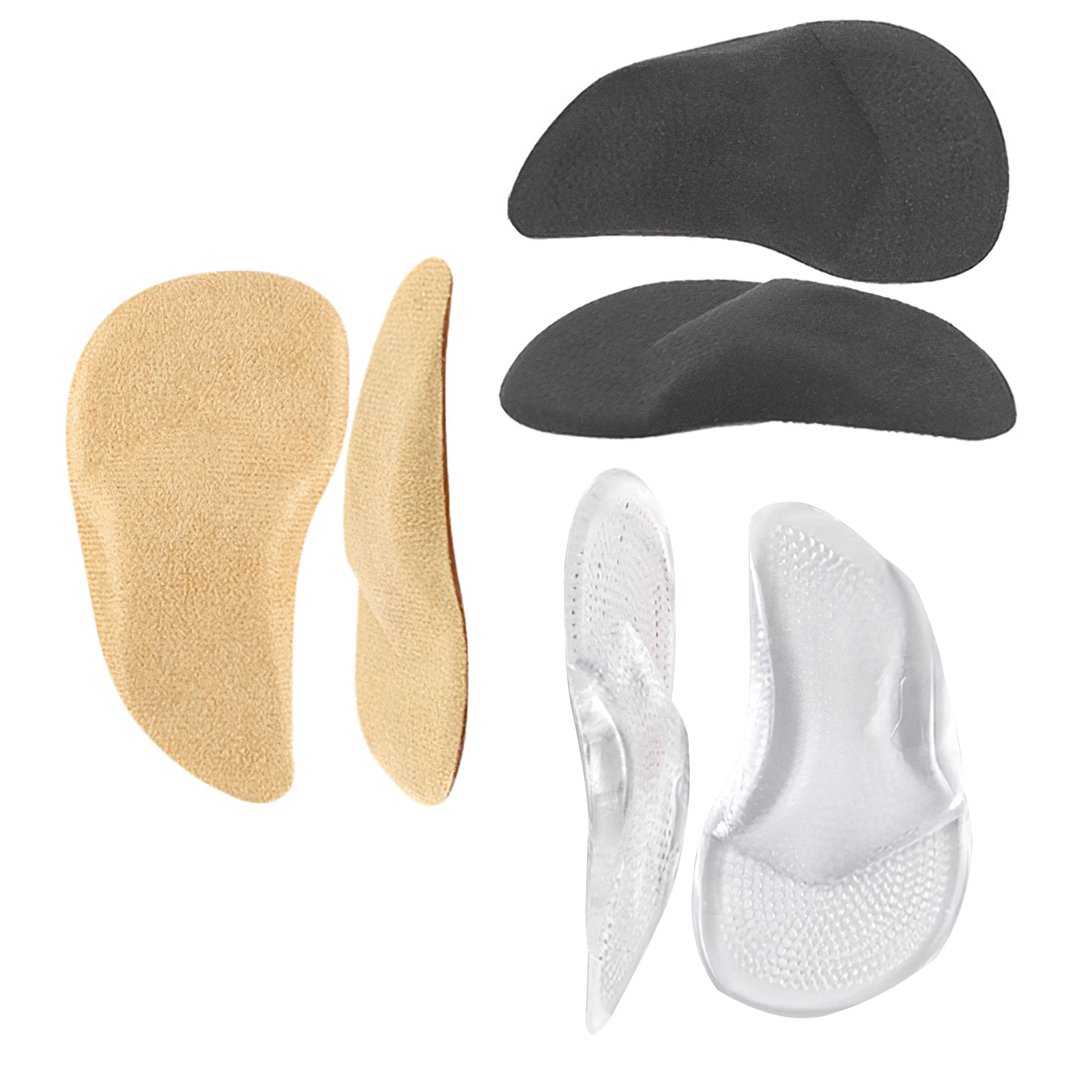 3 Pairs Arch Foot Support Soft Plantar Fasciitis Insoles Non-Deform Foot Arch Inserts Heel Support Cushions Pads for Women Men: L