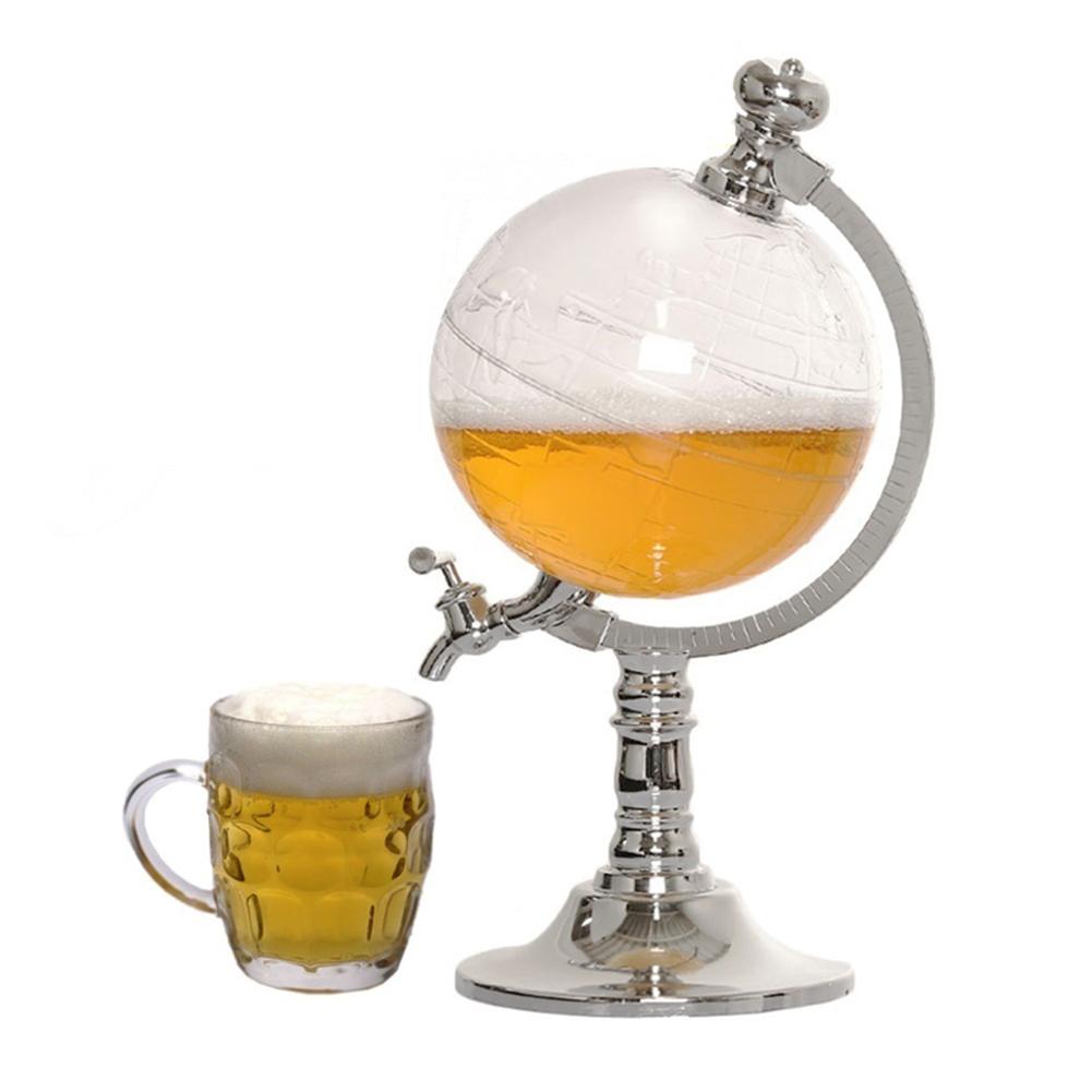 Whiskey Decanter Antique Ship Whiskey Dispenser for Liquor Scotch Bourbon Vodka Globe Decanter with Finished Wood Stand 850ML