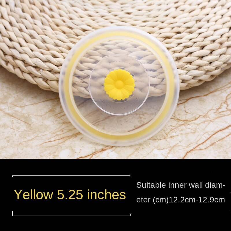 Reusable Food Packaging Cover Silicon Food Fresh-Keep Sealing Cap Vacuum Stretch Silicone Lids Kitchen Silicone Cover: Yellow 5.25 inches