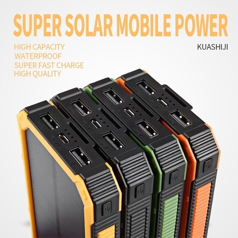 Huge Capacity Solar Power Bank 50000mAh Dual-USB Waterproof Solar Power Bank Battery Charger For All Phone Iphone Huawei Xiaomi