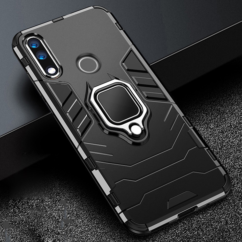 For honor 9x 9 x premium kotelo panssari pc kansi metalli sormusteline puhelinkotelo huawei honor 9x stk -lx1 kansi iskunkestävä puskuri~: Kunniaksi 9x / Musta