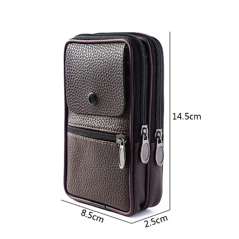 Outdoor Vertikale PU Leder Mann Taille Pack Tragbare Zip Geldbörse Telefon Tasche Fanny Pack Tasche Mini Gürtel Taille taschen