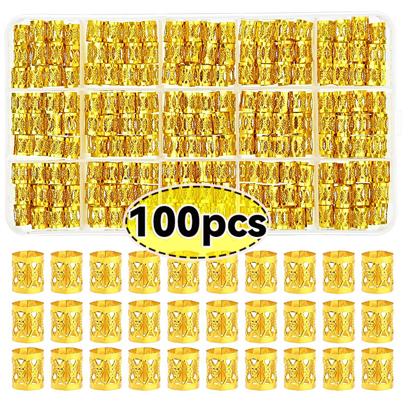 Hiphop fletning af dreadlocks spænde hårmanchetter metal hårring tilbehør til fletninger dreadlocks forlængelse punk rock hovedsmykker: Gul