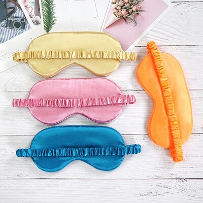 1Pc Faux Silk Eyeshade Sleeping Eye Mask Cover Eyepatch Blindfold Solid Portable Rest Relax Eye Shade Cover Soft Pad