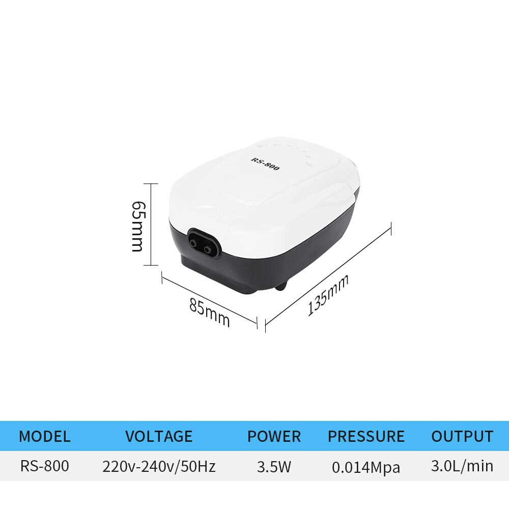 Ultra Silent Aquarium Air Pump Fish Tank Increasing Compressor Single Double High Energy Outlet Oxygen Pump Aquatic Accessories: RS-800 / EU Plug