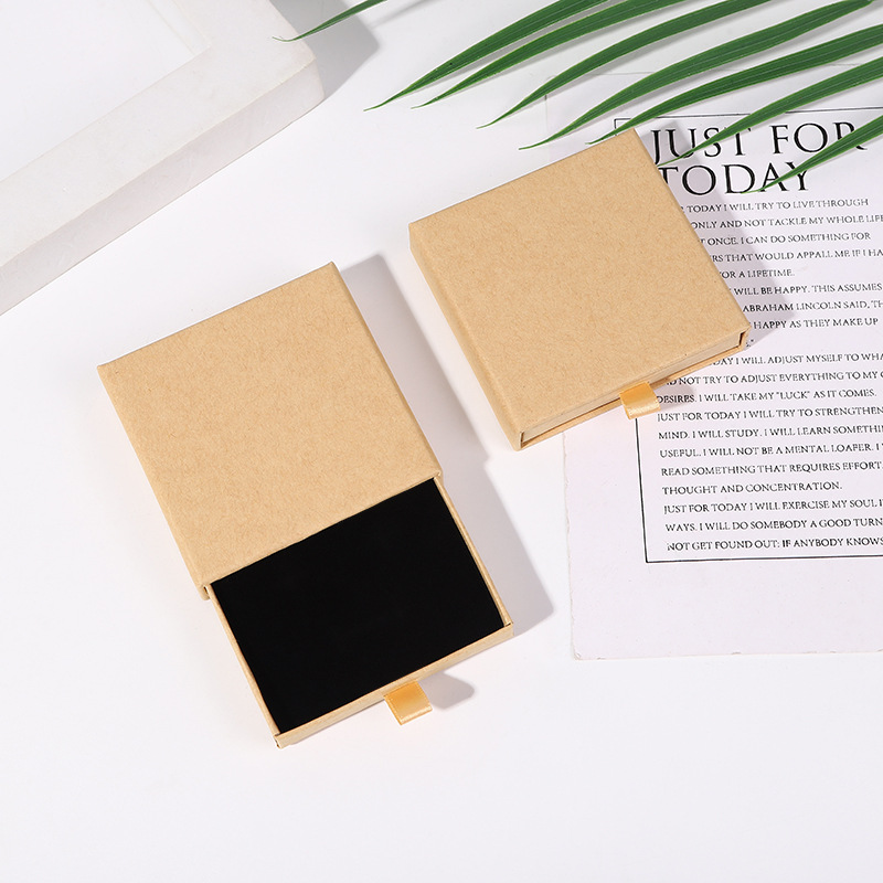 Cajón de papel Kraft fino, caja de embalaje de joyería, tarjeta de felicitación, collar, pulsera, paquete de , cajas,: L / Blanco