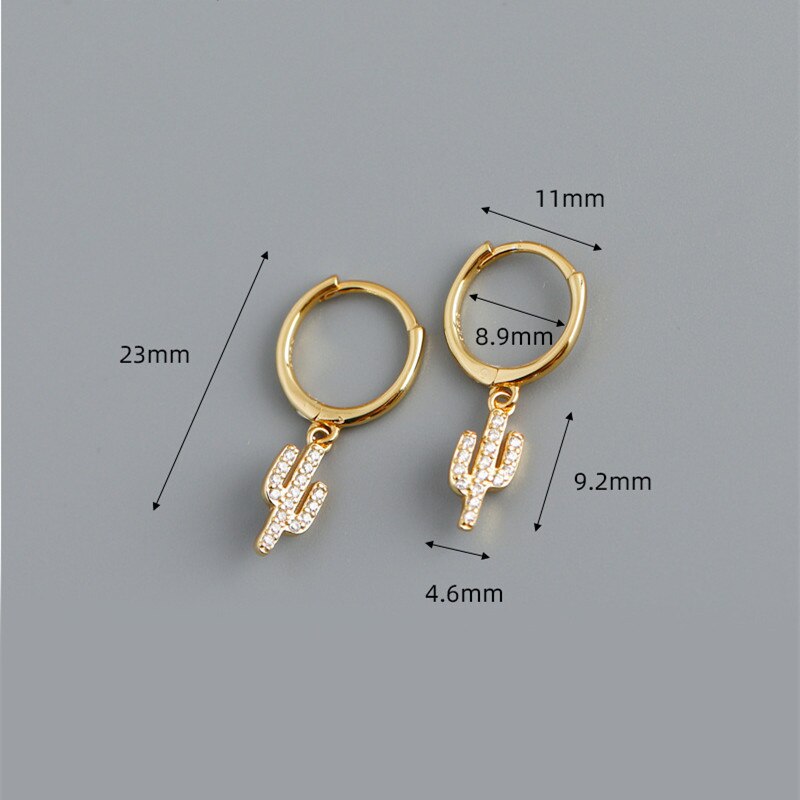 Ying Vahine 100% 925 Sterling Silber Kleinen Kaktus Anhänger Tropfen Ohrringe für Frauen