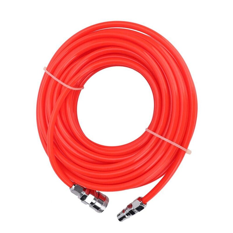 Wear and Durable 5X8mm High Pressure Flexible Air Compressor Hose With Male/Female Quick Connector for Industrial Home 15M Red