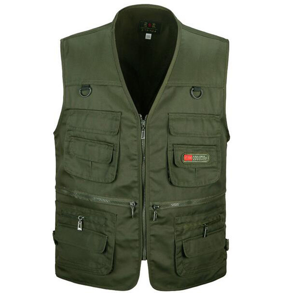 Men's Outdoor Multi-Pocket Vest Travel Fly Fishing Photography Quick-Dry Jac Outdoor Camping Fishing Apparel Accessories: XL Army Green
