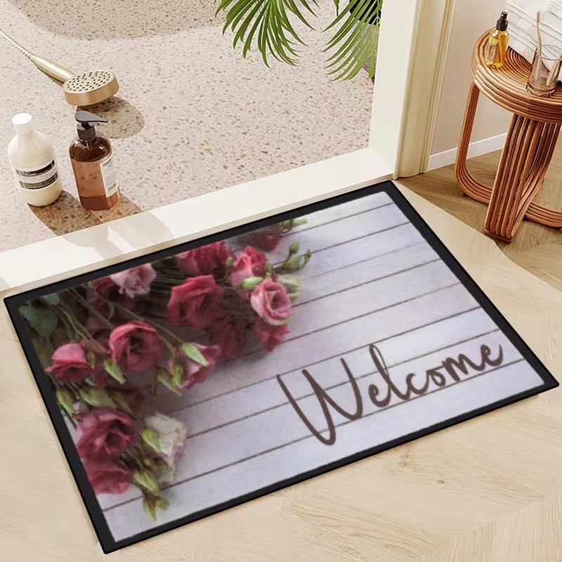 VIKAMA-alfombrilla de suelo con flores de grano de madera 3D, alfombrilla para puerta de entrada, alfombrilla para pies, flor decorativa para el Día de San Valentín, 40x60CM: 150X220cm / YELLOW