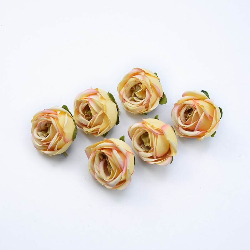 6 st te rosor huvud självlåda juldekorationer till hemmet bröllop bröllop tillbehör röjning konstgjorda blommor billigt: 3