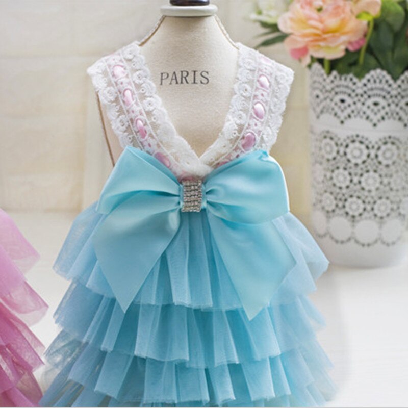 Vêtements pour animaux de compagnie de luxe pour petit chien robe princesse mariage Tutu robe nœud printemps été chien vêtements