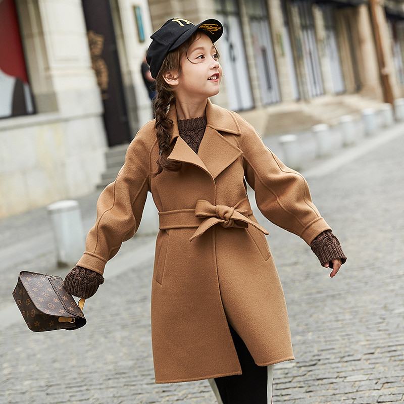 Abrigo de lana para niños y niñas, chaqueta gruesa y cálida de mezcla de lana, prendas de vestir, K17, otoño e invierno,