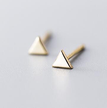 MloveAcc Authentic 925 Sterling Silver Exquisite Star Cross Heart Round Stud Earrings for Women Sterling Silver Jewelry: Gold Triangle