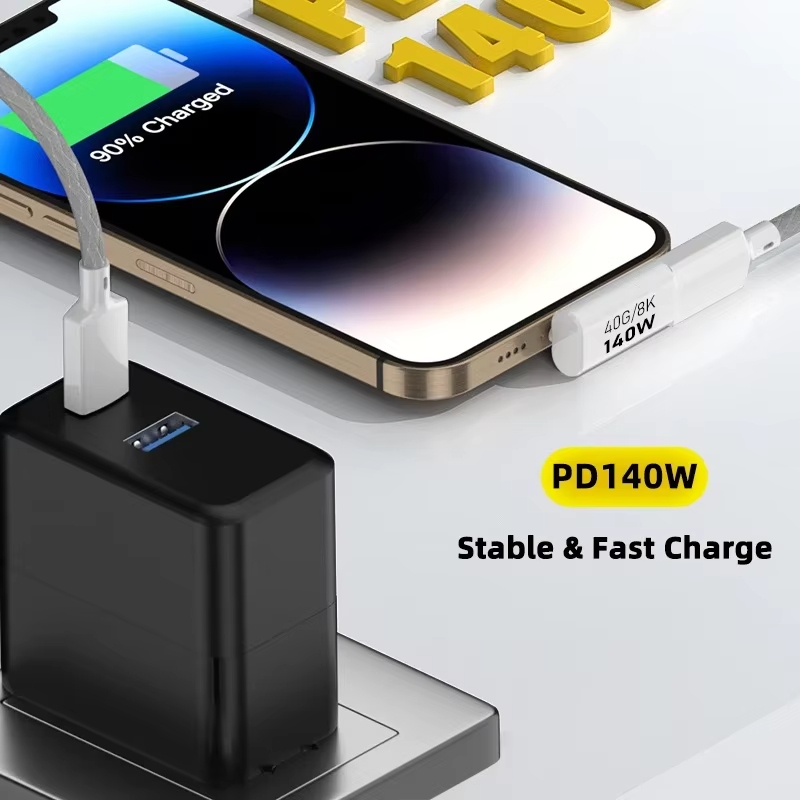 NNBILI PD140W USB4.0 USB C a C Adaptador de carga rápida Convertidor 40Gbps Conector de sincronización de datos 8K @ 60Hz Adaptador tipo C para MacBook ﻿