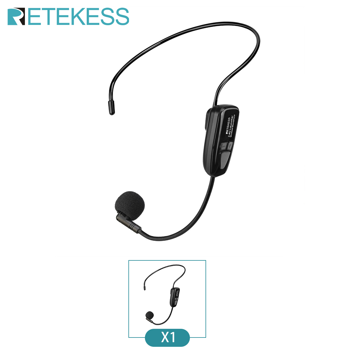 Retekess TT123 2.4G Head-Mounted Draadloze Microfoon Zender Met Ontvanger Voor Voice Versterker Luidspreker Onderwijs Tour Guide: Default Title