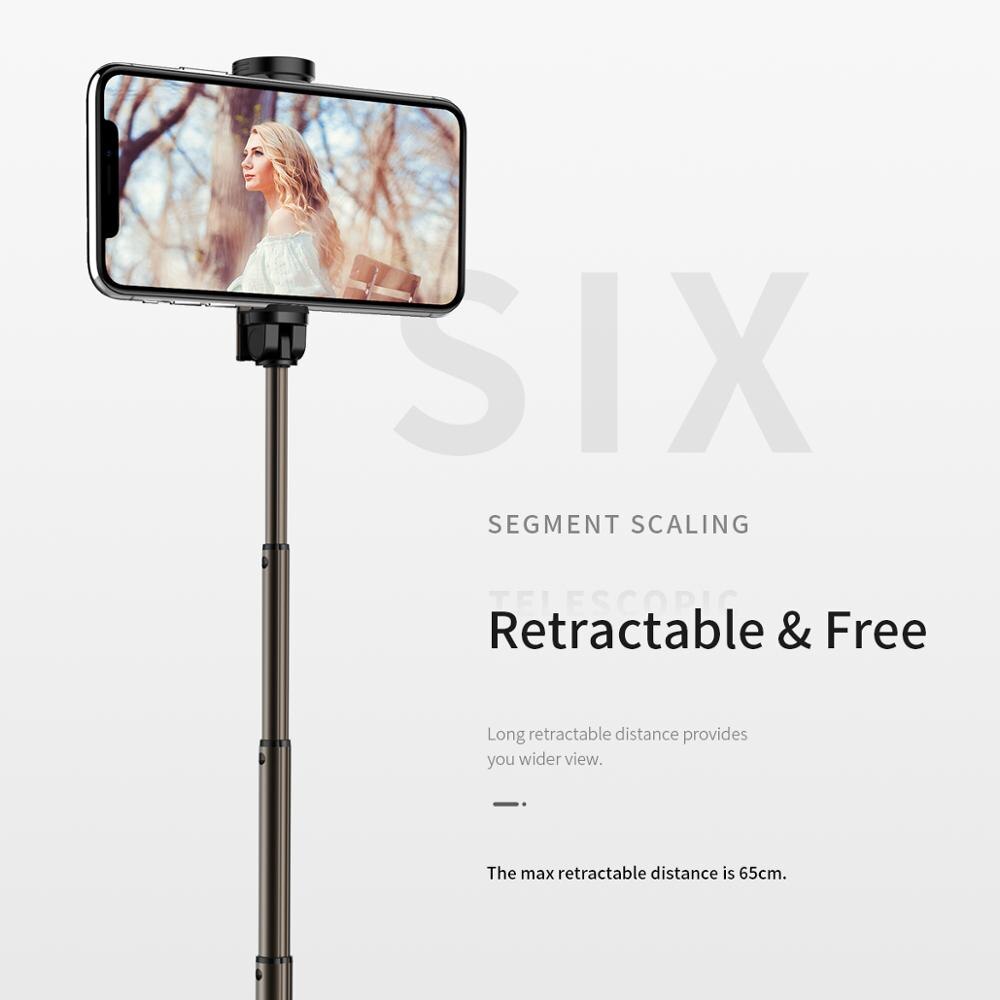 ROCK Mini Wireless Bluetooth Selfie Stick with Fill Light Portable Extendable Handheld Selfie Sticks for Phone IOS Android