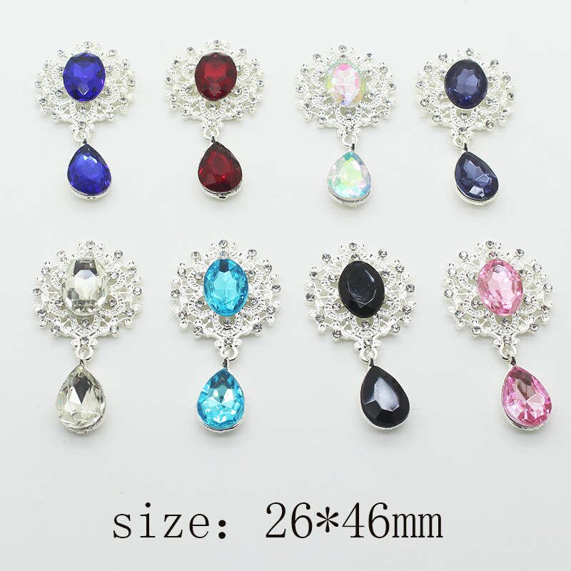 Ywxinxi 10 stk flatback broche vedhæng 26*46mm smukke legeringer krystal diy smykker tilbehør håndværk produktion: Blande