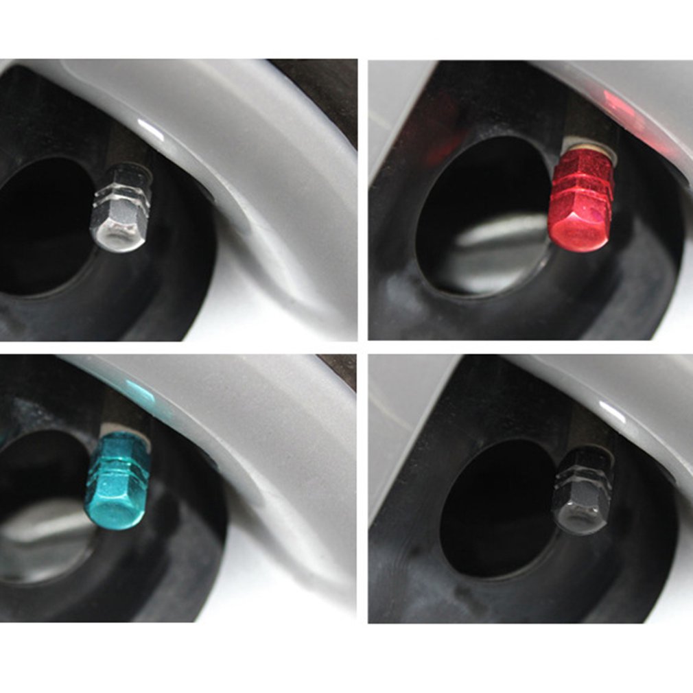 Farverige aluminiumslegering dæk ventilhætte biler støvtætte sekskantede hjul dæk ventilhætter auto dekorativt tilbehør