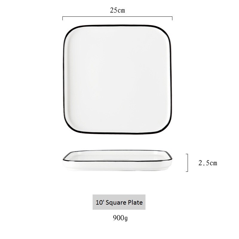 Eenvoudige Nordic Stijl Plaat Set Witte Keramische Platen Ronde Plaat Vierkante Plaat 20cm 25cm: 25cm square plate