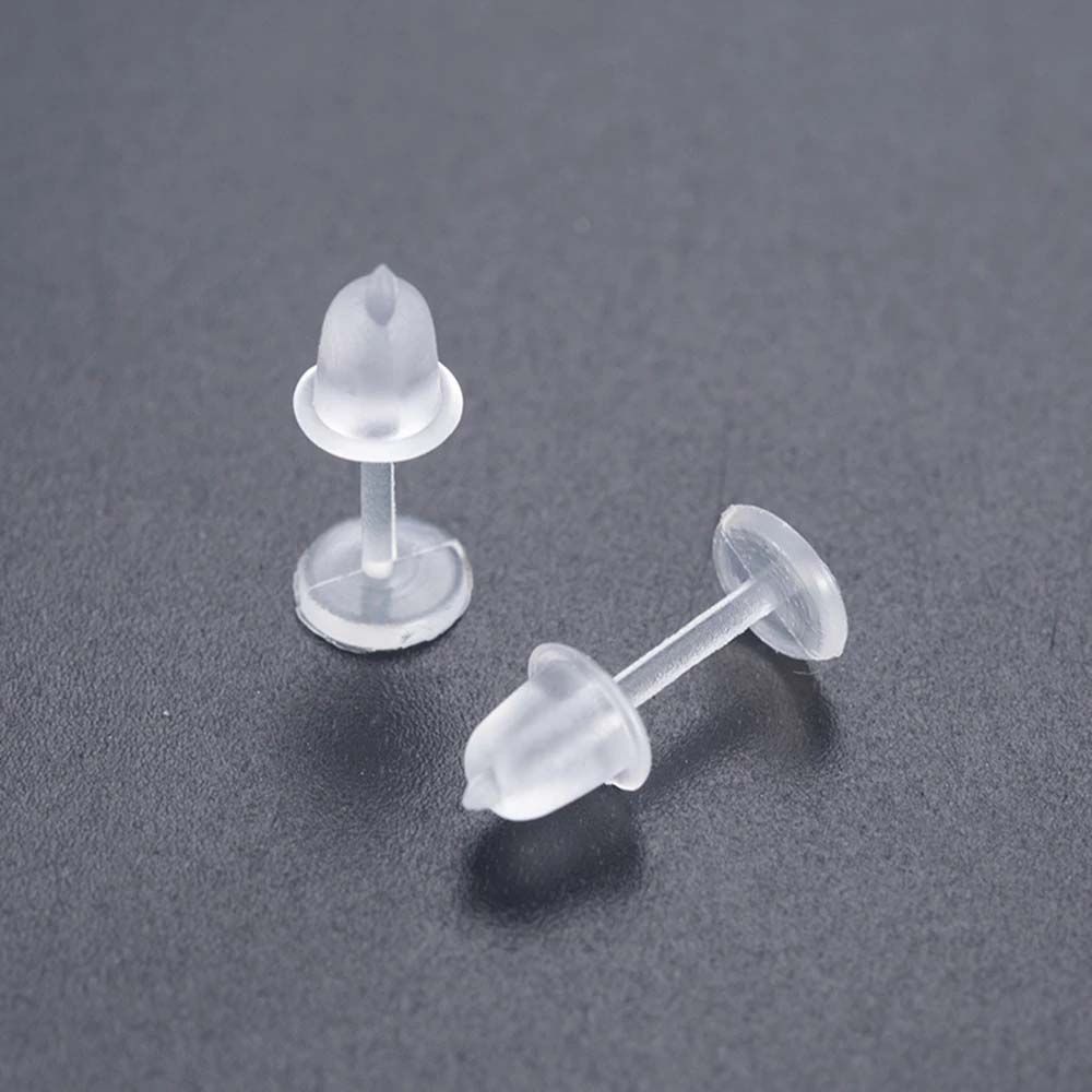Pendientes de plástico antialérgicos, aretes transparentes de Color puro, piezas de joyería, 50 unids/lote por paquete