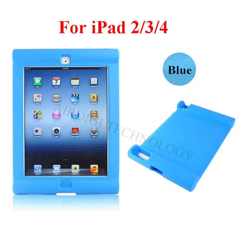 Shockproof Protective Case for Apple iPad 2/3/4 Silicone Proof Case Cover for Home Children Kids with: blue for ipad 2 3 4