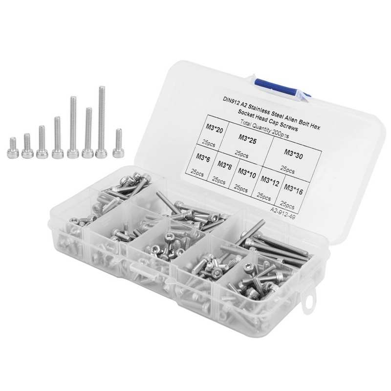 Cap Head Screw Hex Socket Cap Head Screw 304 Stainless Steel Boxed Hardware Accessories M3 Hex Socket Cap Head Screw