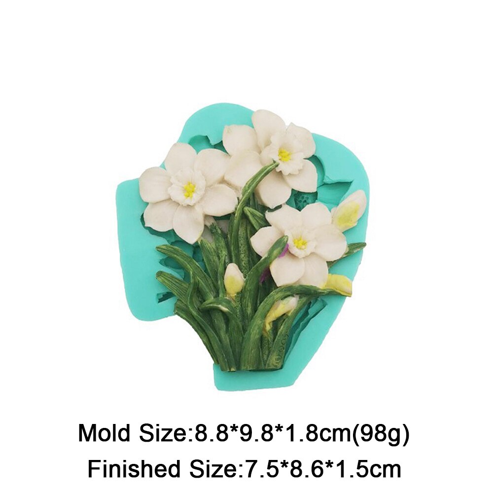 11 Models Flowers Shape Silicone Fondant Mold Sunflower Rose Carnation Flower Molds Cake Decorating Tools Dessert Baking Mould: F1088HD