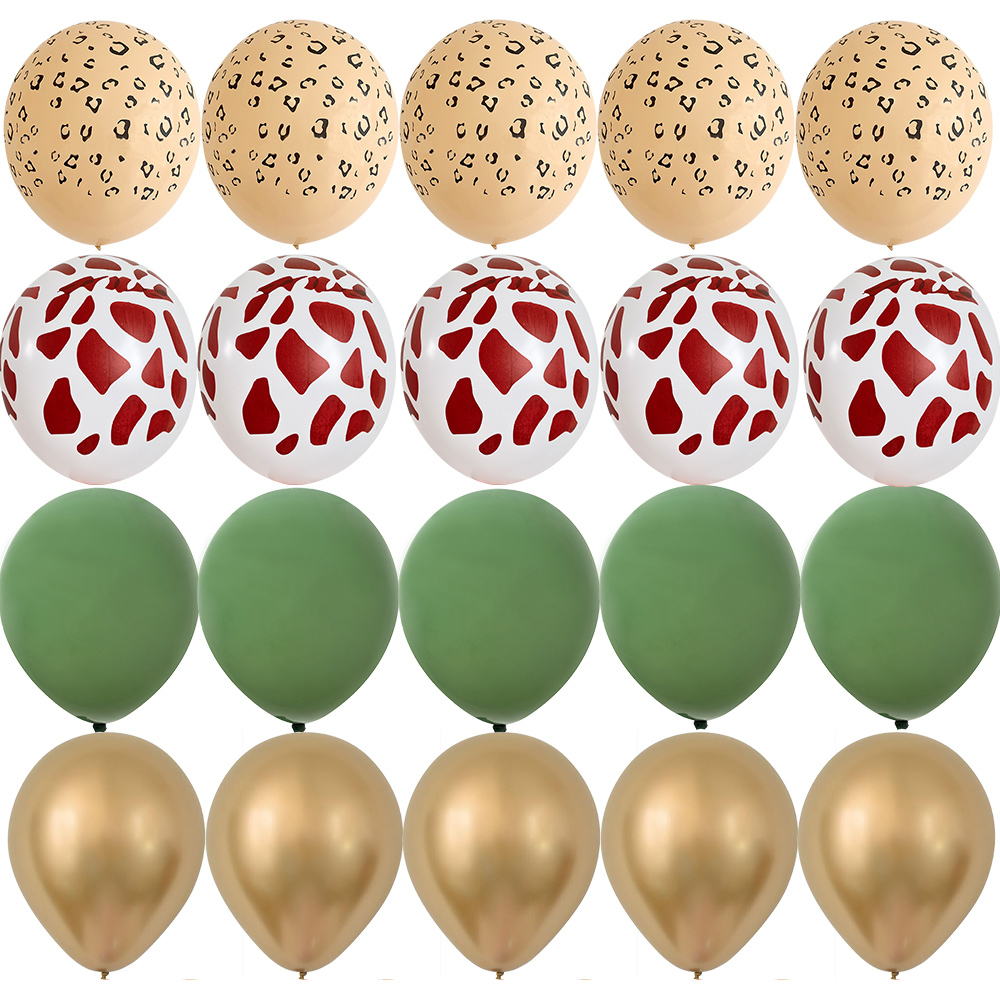 20 stks 12 inch Tijger/Luipaard/Giraffe Patroon Ballon Set voor Kinderen Wild Dier Jungle Safari Verjaardagsfeestje decoratie Benodigdheden: RUBY