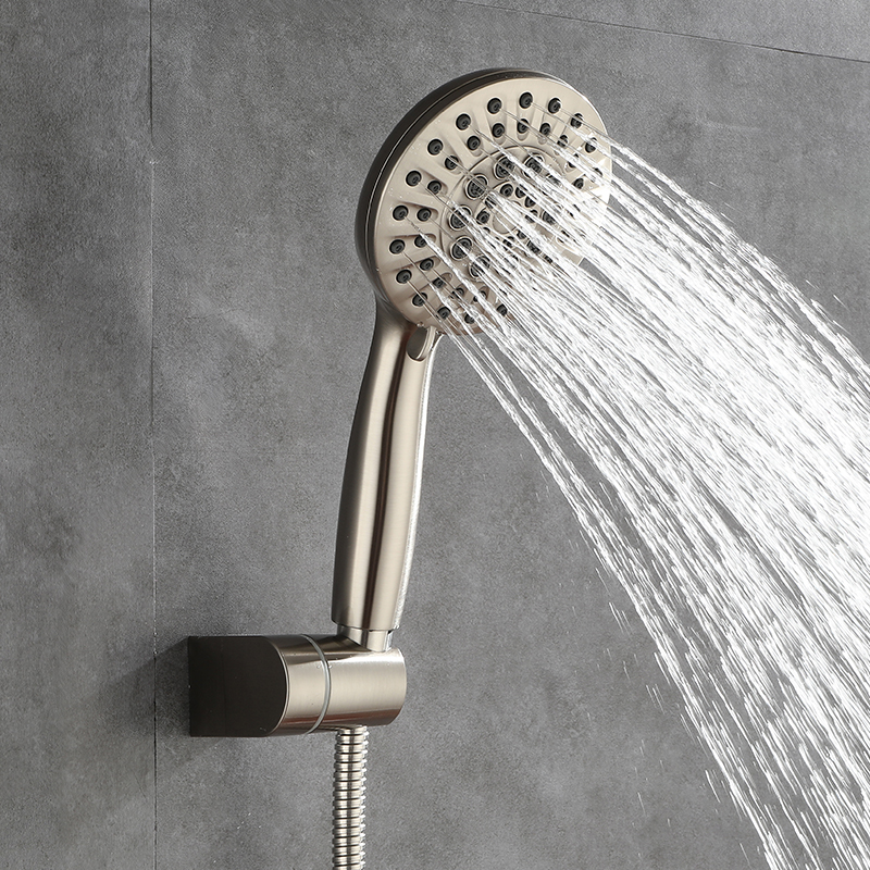 Douchekop Handdouche Hogedruk verstelbare spray Handdouchekoppen Geborsteld nikkel Wandgemonteerde doucheset 6-jets