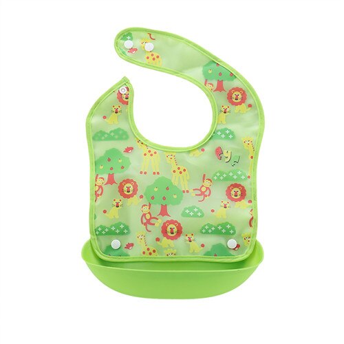 slabbers waterdichte siliconen Bib kids schort rijst zak print feed tas eten dragen QD47: QD4705 Lion