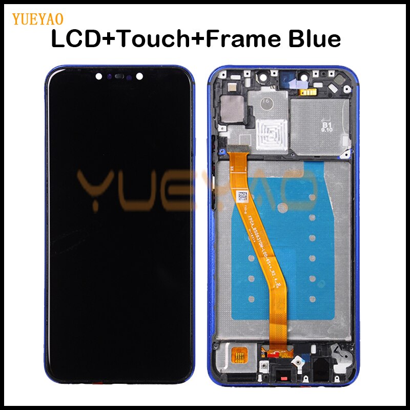 P Clever Plus Anzeige Für Huawei P Clever Plus LCD Anzeige Rahmen Touchscreen INE-LX1 LX2 Nova 3i Anzeige LCD bildschirm: LCD blau mit rahmen