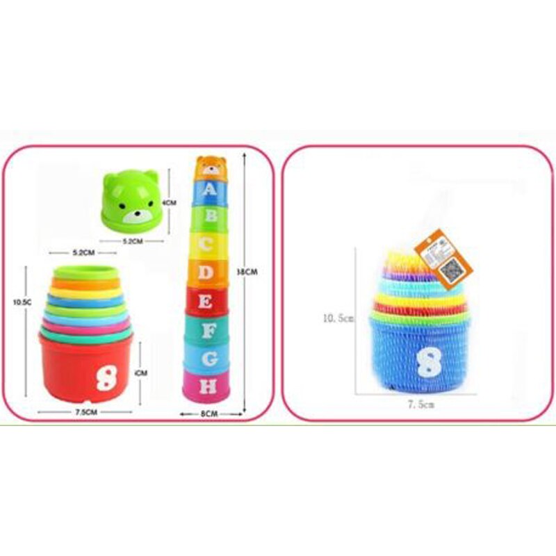 1 Set Baby Children Kids Educational Toy Figures Letters Folding Cup Pagoda