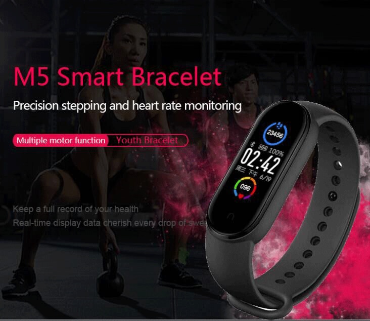 M5 Smart Armband Sport Stappenteller Fitness Tracker Hartslagmeter Polsband Bloeddruk Smart Horloge Lopen Stappenteller