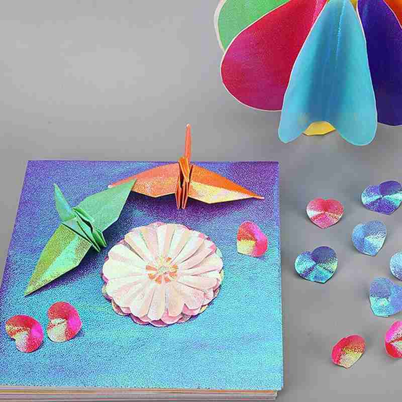 50pcs Origami Paper DIY Flash Pearlescent Origami Sheets Cardstock Paper Papers Single Sided Scrapbooking Decoration Paper