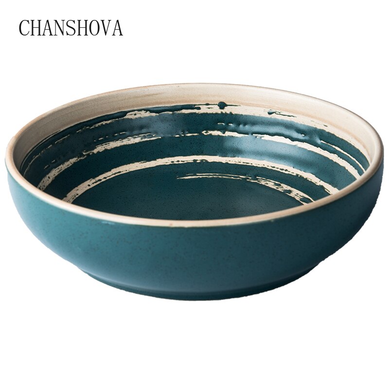 Chanshova traditionel kinesisk skruetråd mønster farve glasur keramiske salattallerkener porcelæn middagsretter dessertbakke  h203