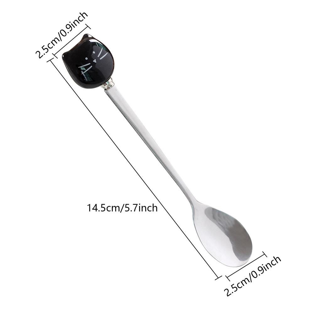 Rührlöffel für Katzen, eleganter Katzenlöffel, Kaffeelöffel, Tasse, Teelöffel, lustiger Teelöffel für glattes Eis, Dessertlöffel, Kaffee: Schwarz