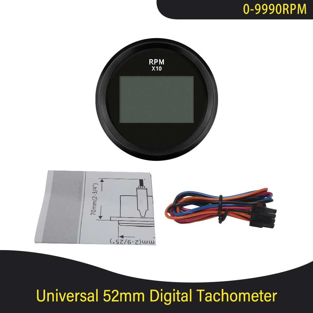2 ''(52 Mm) boot Led Digitale Toerenteller Motor Urenteller 0-9990 Rpm Marine Buitenboordmotor Truck Auto Rv Waterdichte Rpm Meter: BN