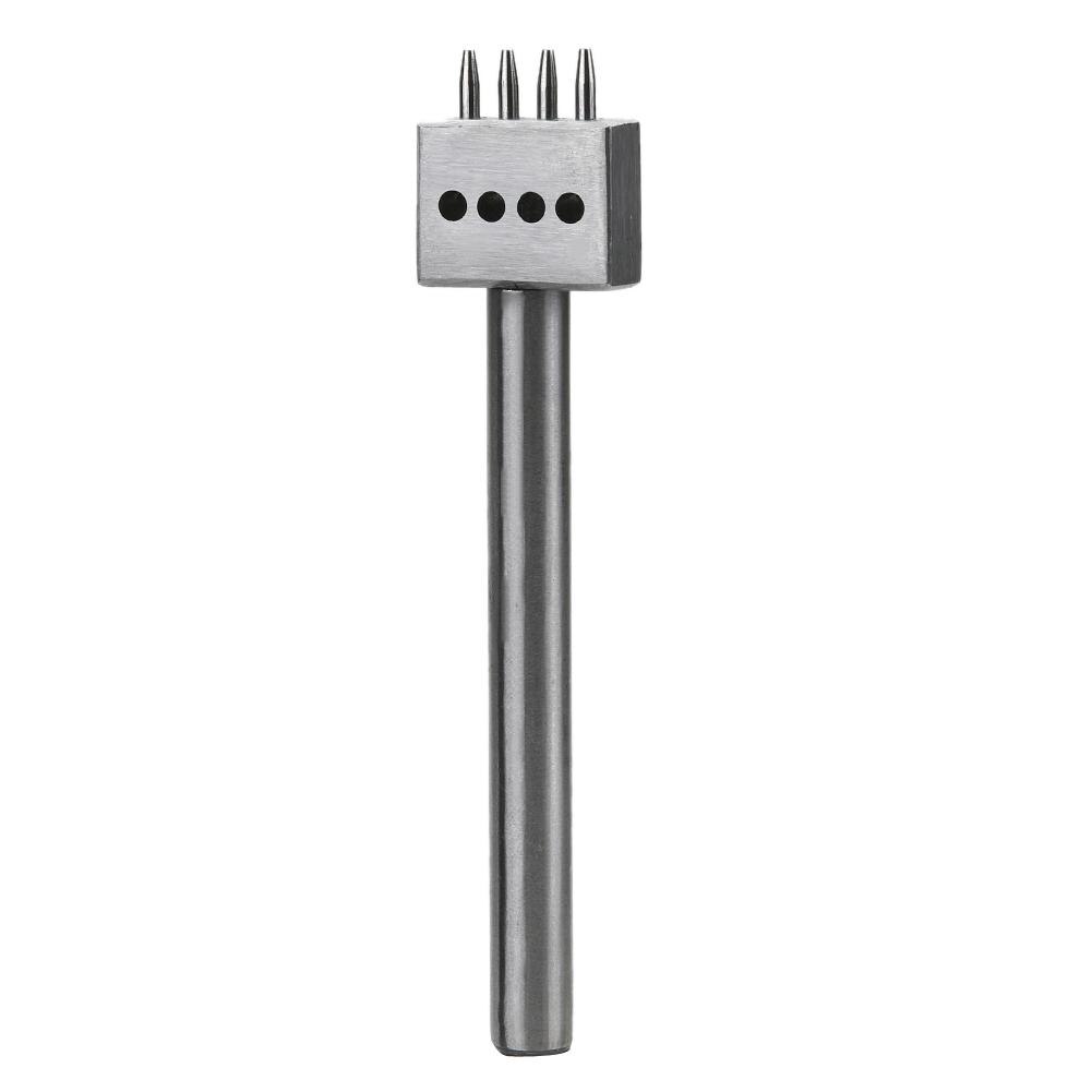 5mm Leather Craft Tools Hole Punches DIY Round Stitching Punch Cut 2 Prong,4 Prong,6 Prong Leather Craft Punching Tool: Silver 4Prong