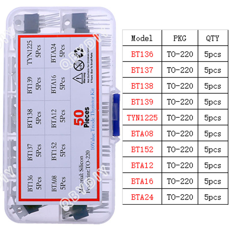 Mosfet Triode tiristor PNP NPN regulador de voltaje Chip Transistor surtido Kit TO-92 TO-126 TO-220 serie DIY caja de juego mixta: Naranja