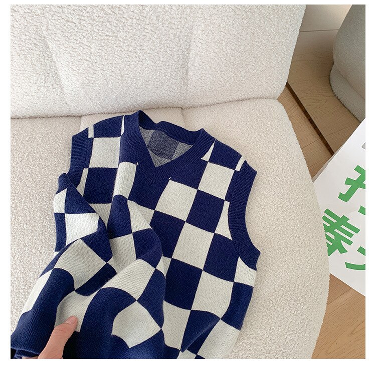 Frühling jungen Plaid gestrickte westen freundlicher ärmellose strickwaren
