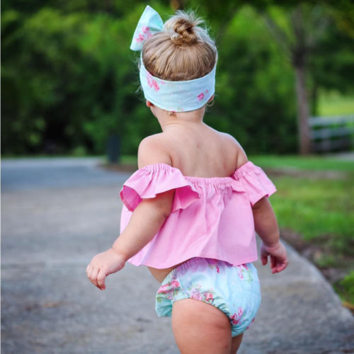 Chemisier d'été pour filles | À volants, court et à épaules dénudées, vêtements pour bébés filles 0-2T