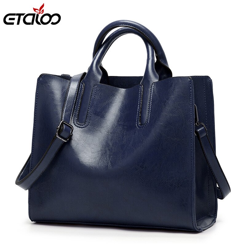 Bolsas de couro grande bolsa feminina de alta qualidade casual sacos femininos tronco tote bolsa ombro senhoras grandes bolsos 2019: Azul