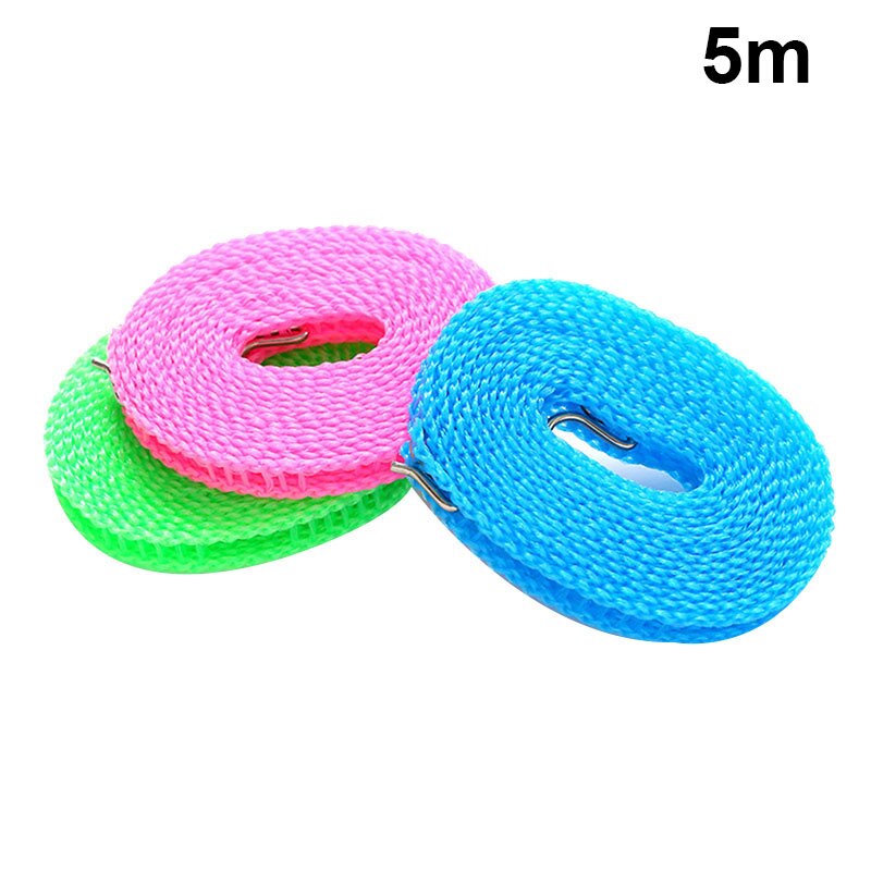 5pcs/set Nylon Clothesline Outdoor Travel Laundry Non-slip Washing Clothes Line Rope 3m/5m LKS177770: 5m