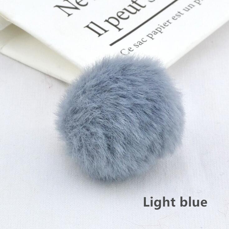 20 stks/partij 3.5cm Faux Fur PomPom DIY Konijn Haarwortel Tas pom pom Bal sleutelhanger Voor Vrouwen Auto haarspeld Zak Sleutelhanger Hoofddeksels: light blue