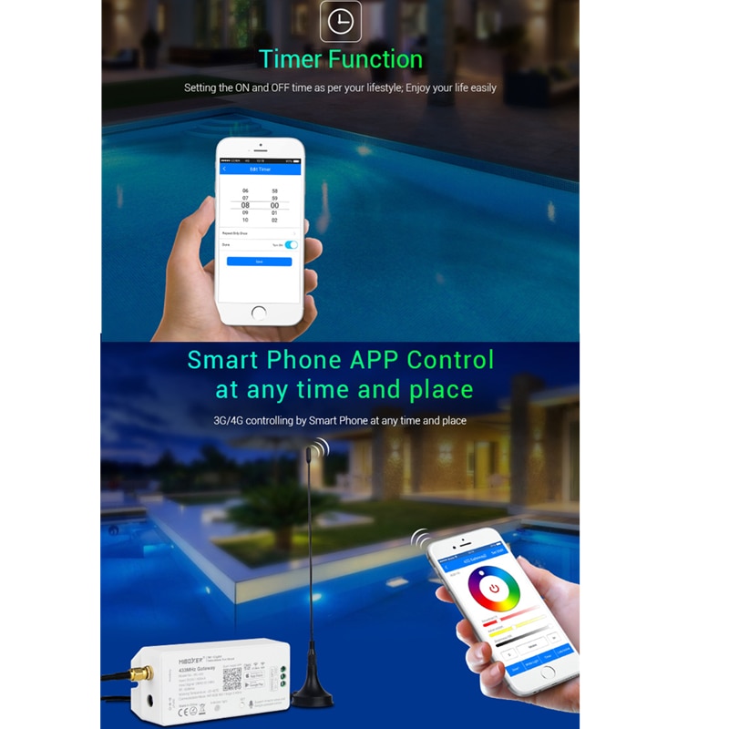 Miboxer WL-433 433MHz passerelle DC5V/500mA WiFi RF DMX512(1990) Smartphone APP contrôle pour MiBOXER 433MHz série produits mi-lumière