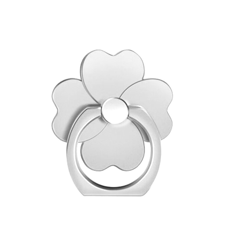 Finger Ring Phone Holder Stand for Mobile Phone Tablet pc Universal Flower/Cat Shape Multifunctional Ring Holder: Flower-silver