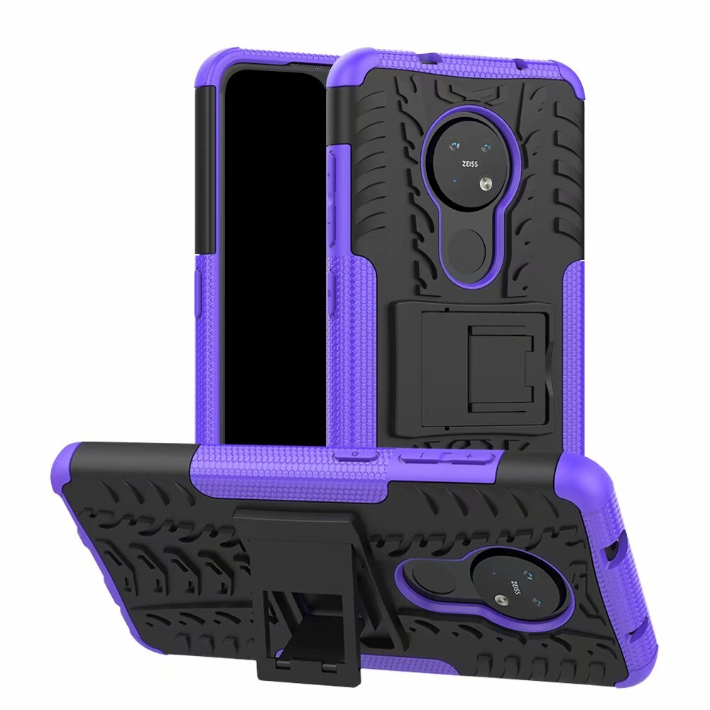 Hybrid Armatura Cassa Del Telefono Per Nokia 5.3 Duro Coperture + Temperato di Vetro Del Silicone di Gomma Molle Della Pelle Del Gel di Custodie: VIOLA / Only Case